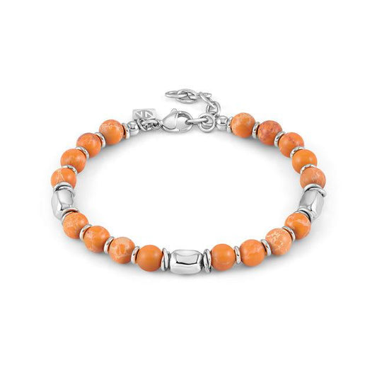 Nomination Instinct Bracelet, Orange Jasper Stone, Stainless Steel