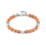 Nomination Instinct Bracelet, Orange Jasper Stone, Stainless Steel