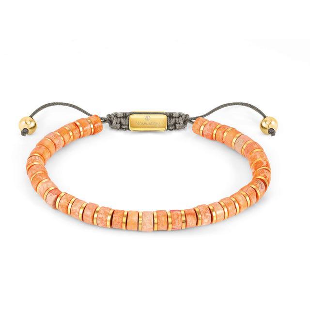 Nomination Instinct Style Bracelet, Orange Jasper Stone, Stainless Steel