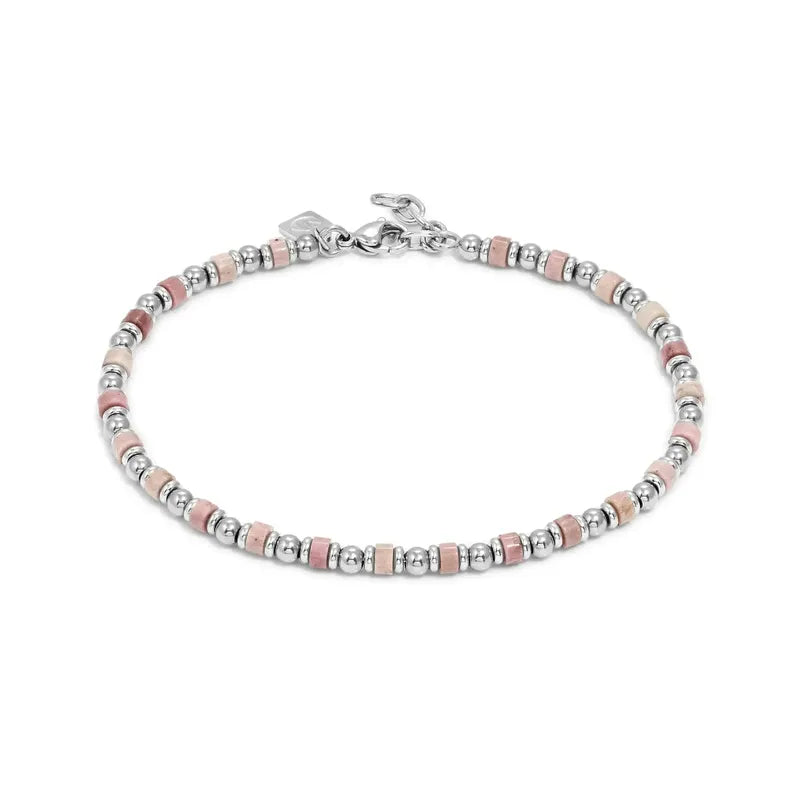 Nomination Instinct Style Sea Ed Ankle Bracelet, Pink Jade, Stainless Steel