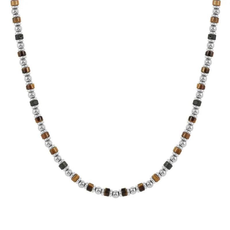 Nomination Instinct Style Sea Ed Necklace with Natural Stones, Stainless Steel