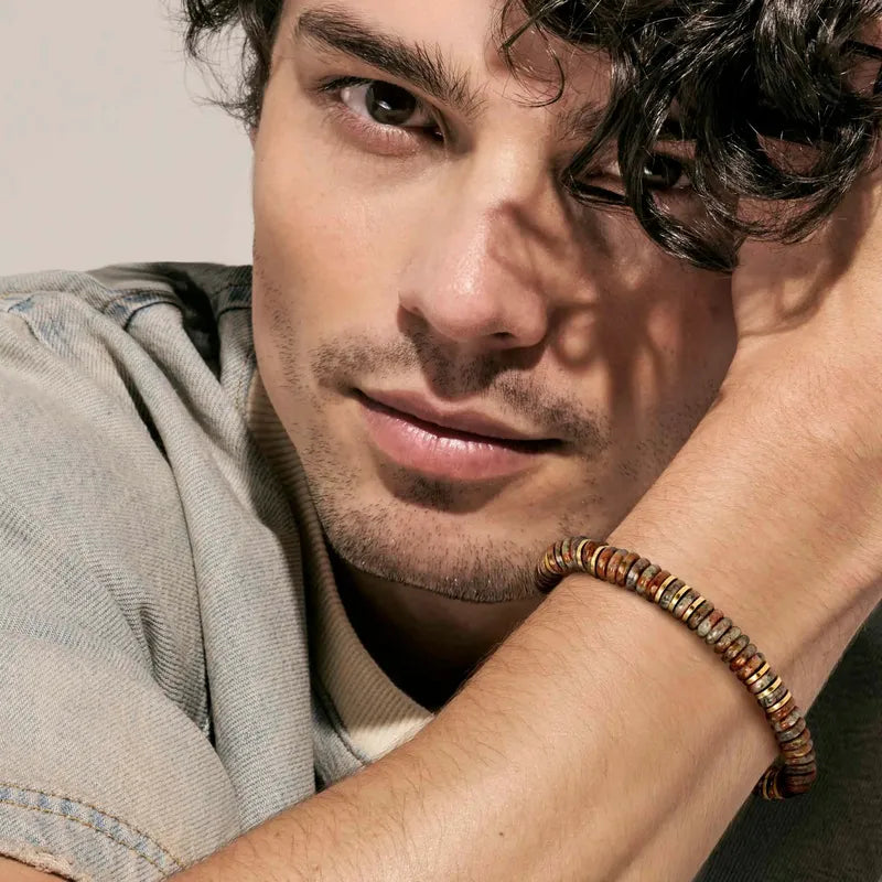 Nomination Instinctstyle Infinity Bracelet, Yellow PVD, Sand Jasper Stones