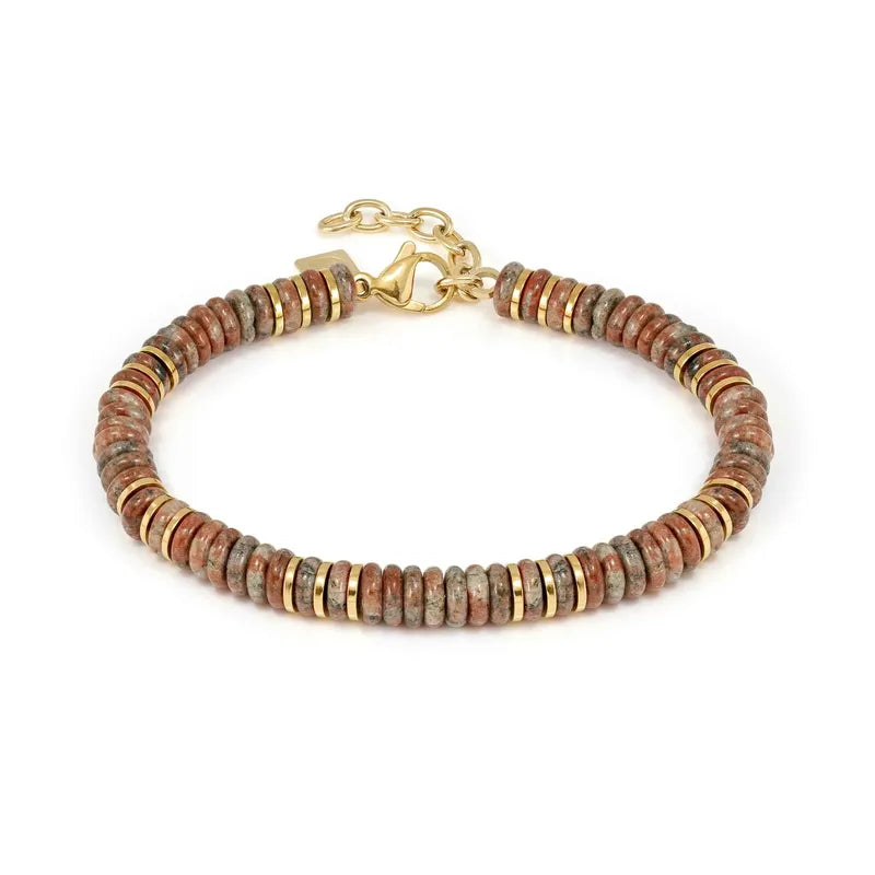 Nomination Instinctstyle Infinity Bracelet, Yellow PVD, Sand Jasper Stones