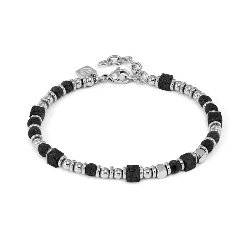 Nomination Instinctstyle Infinity Silver Bracelet with Black Squared Stones