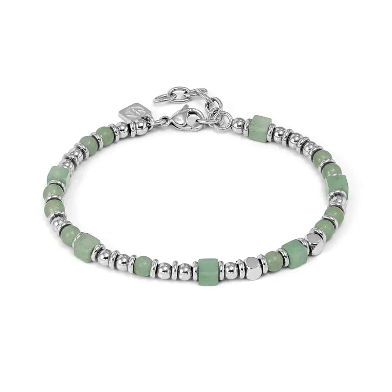 Nomination Instinctstyle Infinity Silver Bracelet with Green Squared Stones