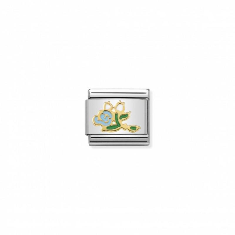 Nomination La Vie En Rose Blue Rose Bouquet Enamel Link