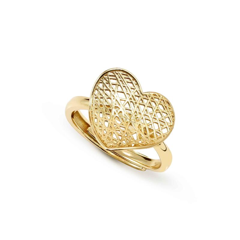 Nomination Leaf of Light Ring with Heart, Gold