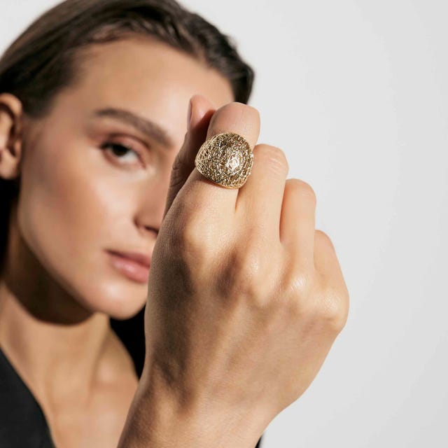 Nomination Leaf of Light Silver Filigree Ring
