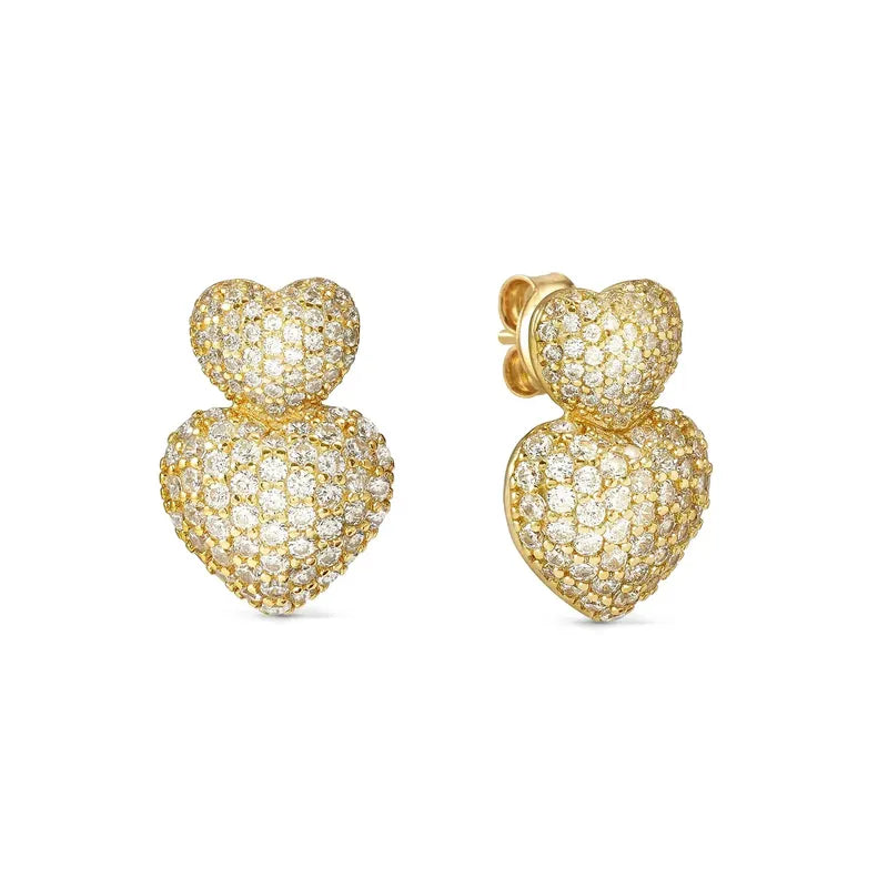 Nomination LifePoetry Double Heart Gold Earrings with Cubic Zirconia