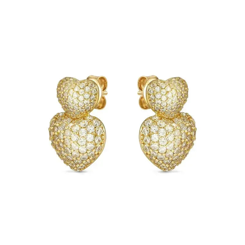 Nomination LifePoetry Double Heart Gold Earrings with Cubic Zirconia