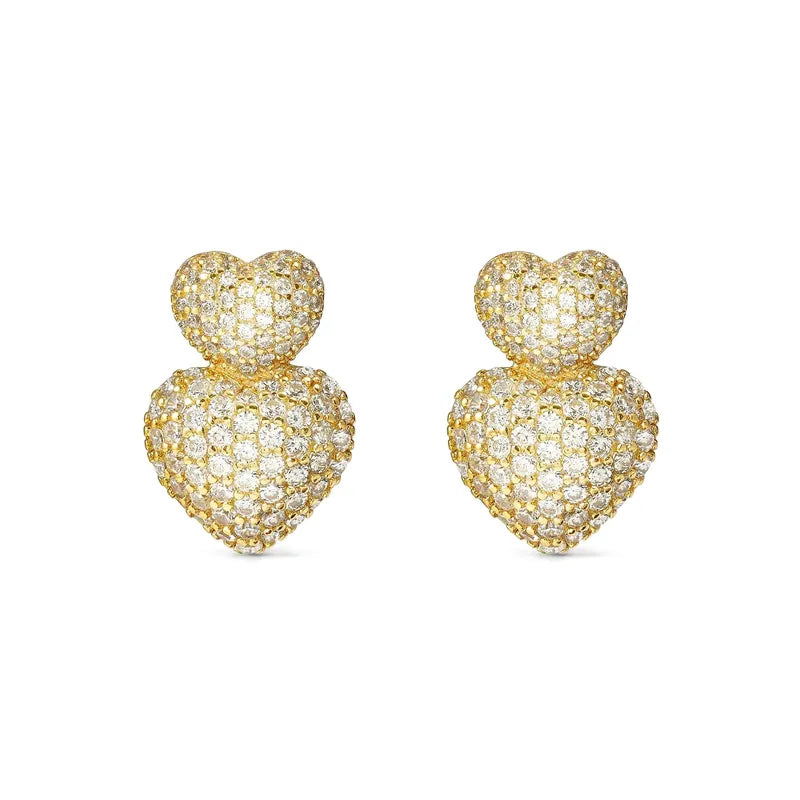 Nomination LifePoetry Double Heart Gold Earrings with Cubic Zirconia