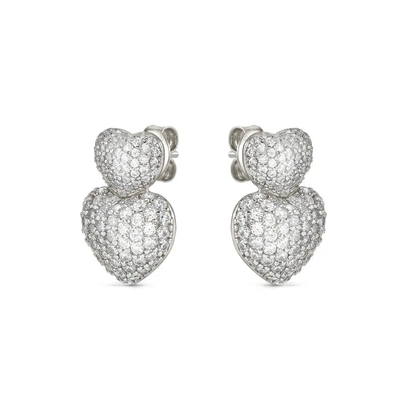 Nomination LifePoetry Double Heart Silver Earrings with Cubic Zirconia