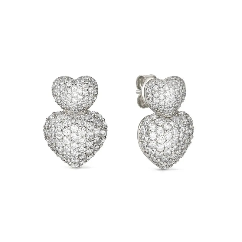 Nomination LifePoetry Double Heart Silver Earrings with Cubic Zirconia