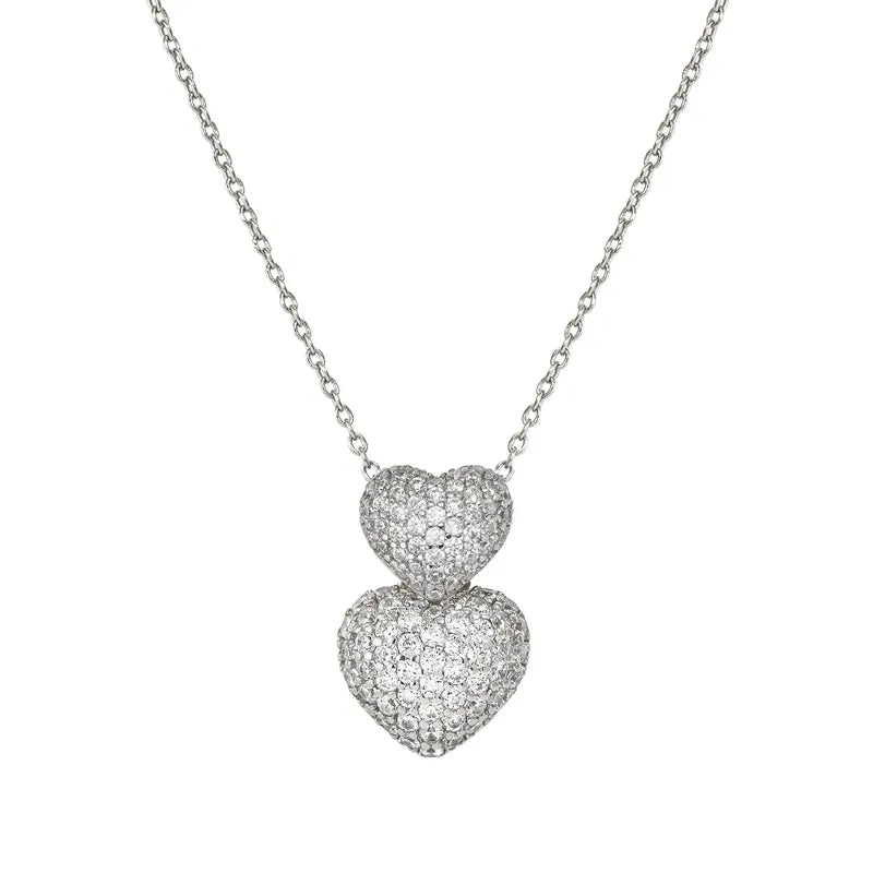 Nomination LifePoetry Silver Double Heart Necklace with Cubic Zirconia