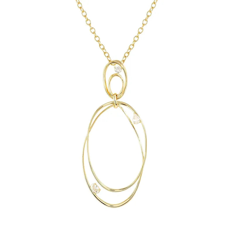Nomination Long Necklace My Rebel Art Double Gold Oval Pendant