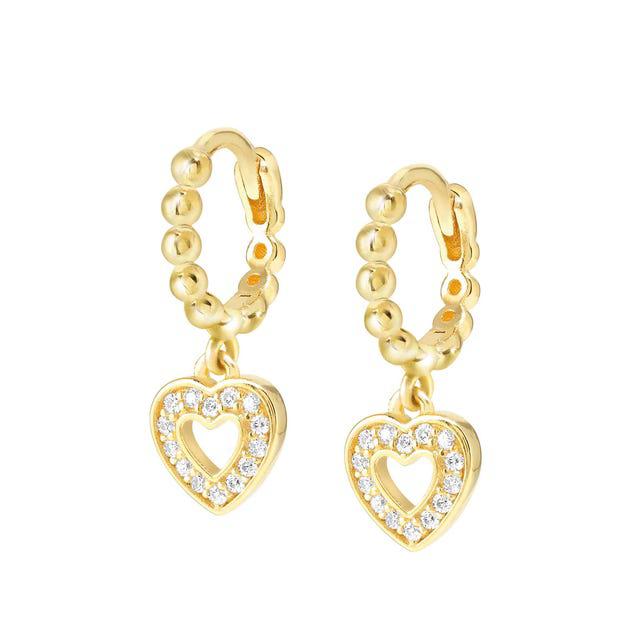 Nomination Lovecloud Earrings, Circle Heart, Cubic Zirconia, 24K Gold