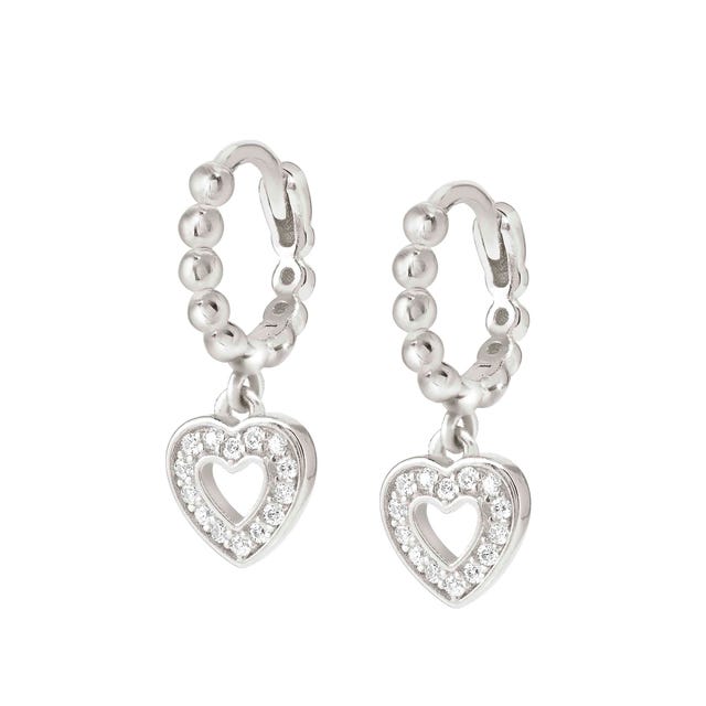 Nomination Lovecloud Earrings, Circle Heart, Cubic Zirconia, Silver