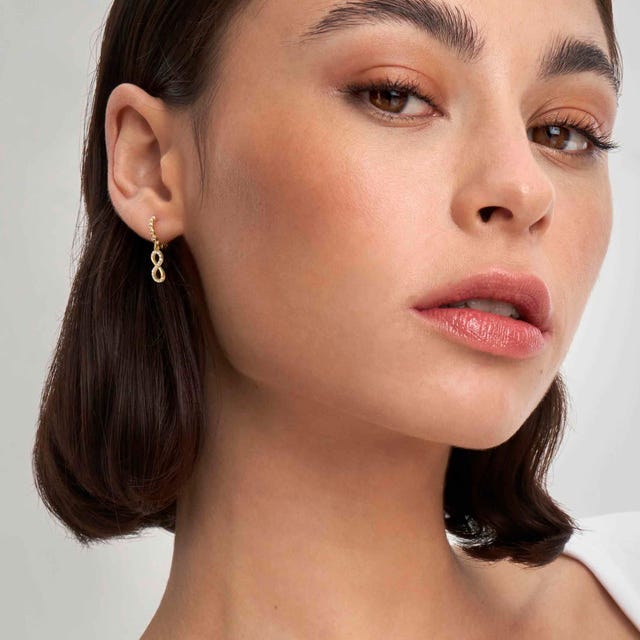 Nomination Lovecloud Earrings, Infinity Drop, Cubic Zirconia, 24K Gold