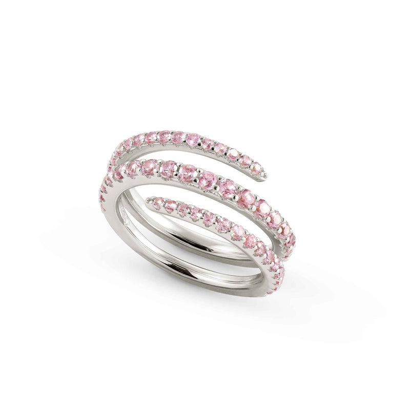 Nomination Lovelight Spiral Ring, Pink Cubic Zirconia, 18K Gold