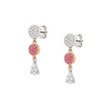 Nomination Lucentissima Earrings, Circle Drop, Pink And White Cubic Zirconia, Rose Gold