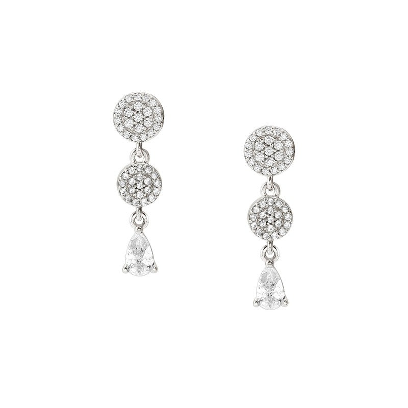 Nomination Lucentissima Earrings, Circle Drop, White Cubic Zirconia, Silver