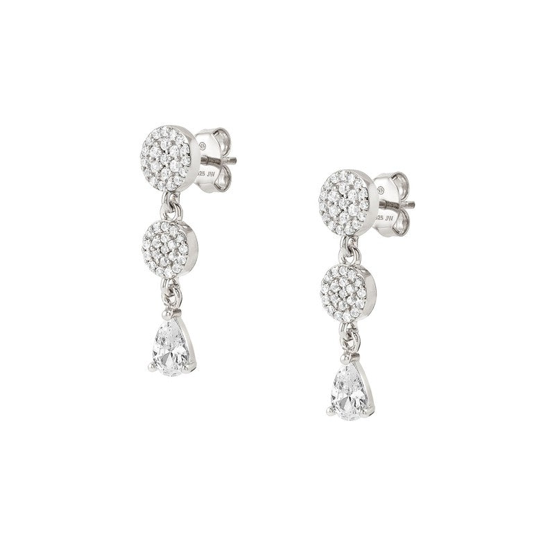 Nomination Lucentissima Earrings, Circle Drop, White Cubic Zirconia, Silver