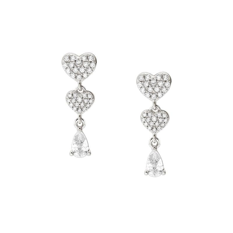 Nomination Lucentissima Earrings, Heart Drop, White Cubic Zirconia, Silver