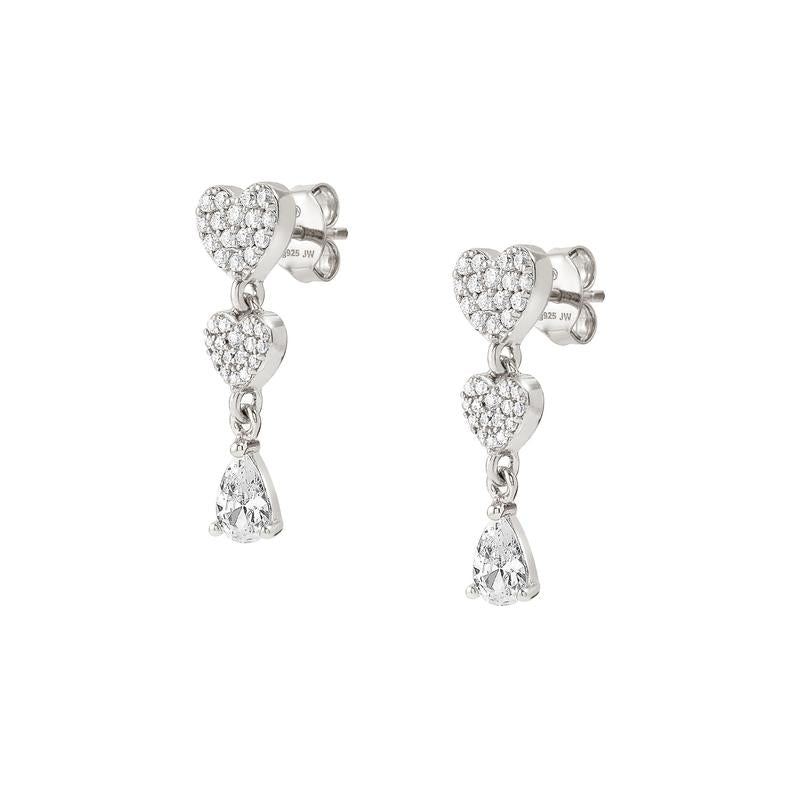 Nomination Lucentissima Earrings, Heart Drop, White Cubic Zirconia, Silver
