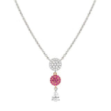 Nomination Lucentissima Necklace, Circle, Pear-Shape Pendant, Pink And White Cubic Zirconia, Silver