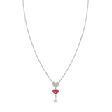Nomination Lucentissima Necklace, Heart, Pear-Shape Pendant, Pink And White Cubic Zirconia, Silver