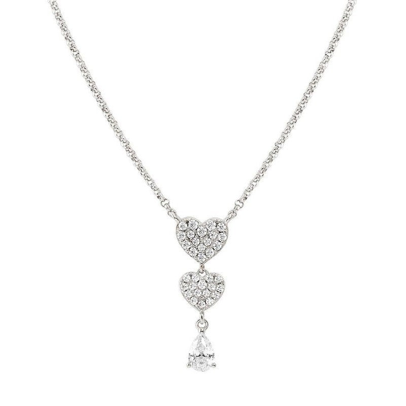 Nomination Lucentissima Necklace, Heart, Pear-Shape Pendant, White Cubic Zirconia, Silver