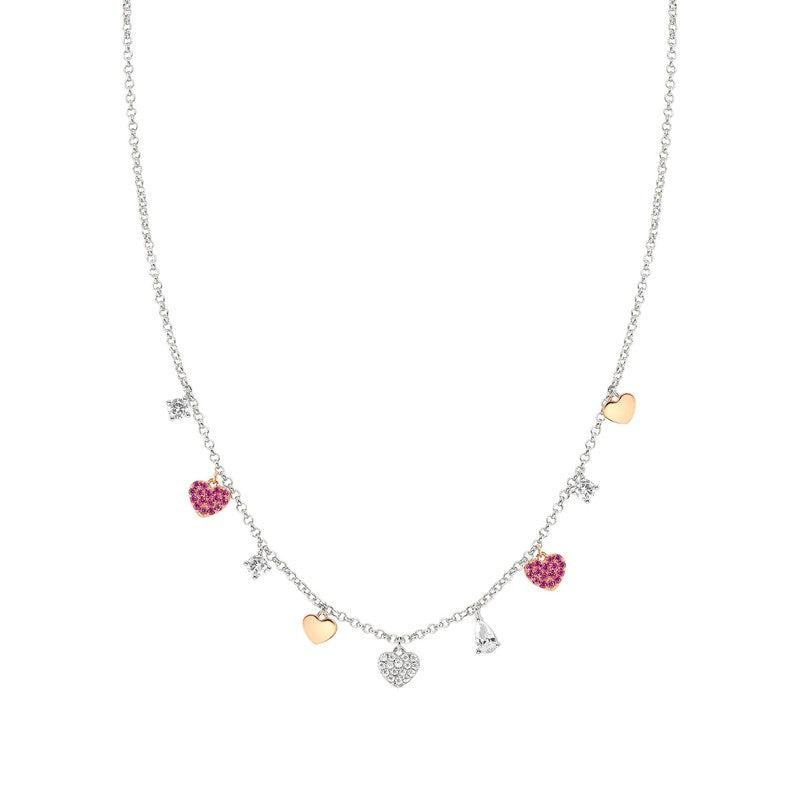 Nomination Lucentissima Necklace, Mixed Pendants, Pink And White Cubic Zirconia, Silver