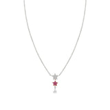 Nomination Lucentissima Necklace, Star, Pear-Shape Pendant, Pink And White Cubic Zirconia, Silver