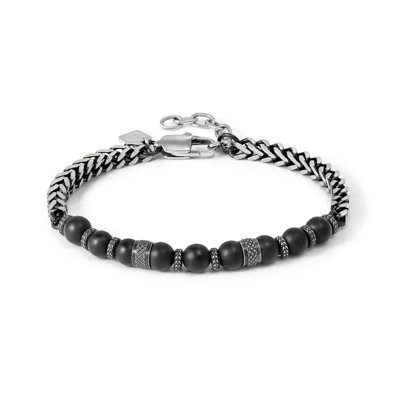 Nomination ManVision Steel Bracelet with Black Agate Natural Stones