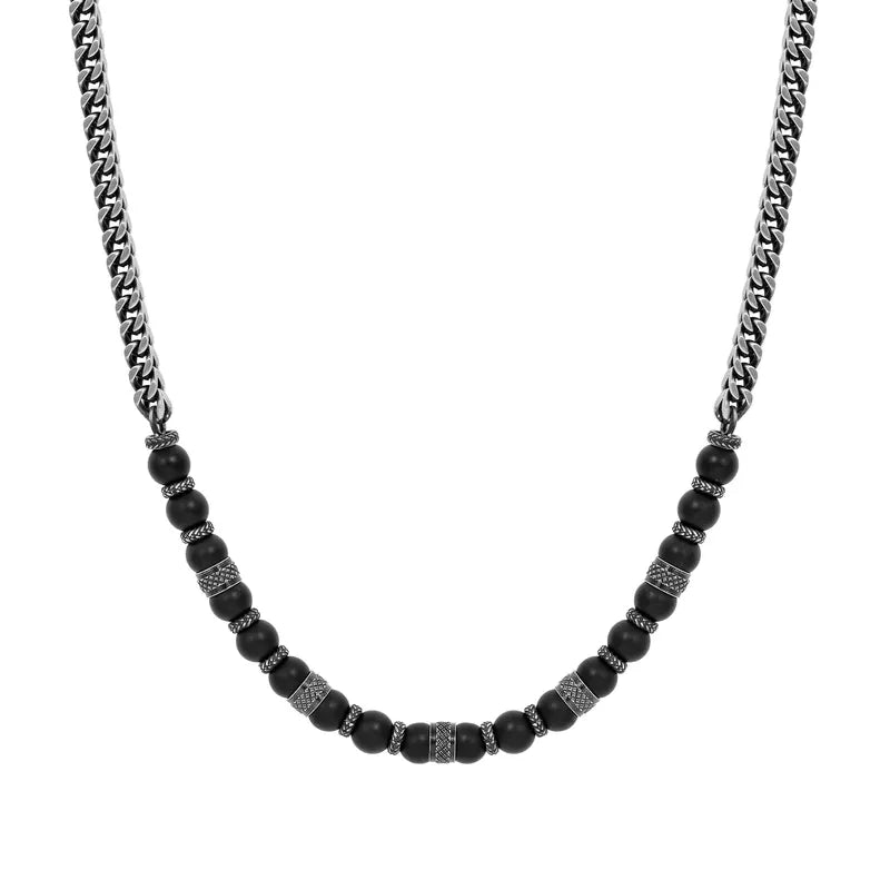 Nomination ManVision Steel Necklace with Black Agate Stones
