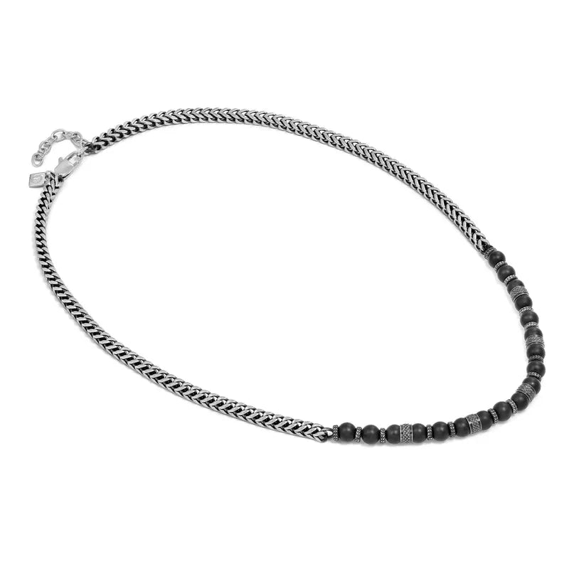 Nomination ManVision Steel Necklace with Black Agate Stones