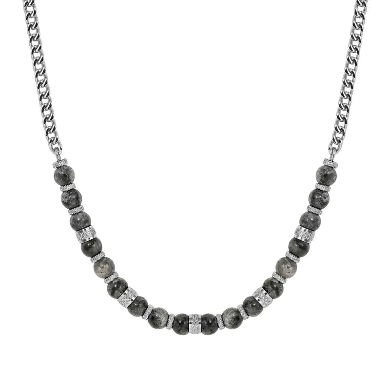 Nomination ManVision Steel Necklace with Grey Natural Stones
