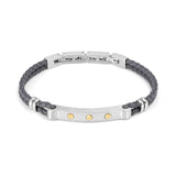 Nomination Manvision Bracelet, Hexagonal Screws, Synthetic Leather, Grey, Stainless Steel