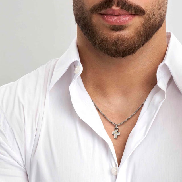 Nomination Manvision Necklace, Cross, Hexagonal Screw, Stainless Steel