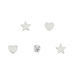 Nomination Melodie Earrings, Set Of 5 Studs, Cubic Zirconia, Silver