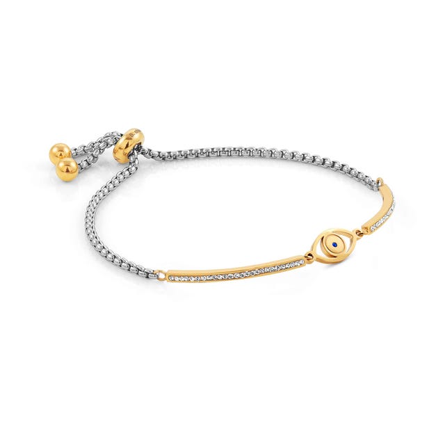 Nomination Milleluci Bracelet, Greek Eye, Cubic Zirconia, Gold PVD, Stainless Steel