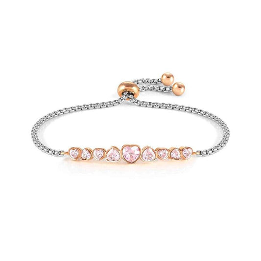 Nomination Milleluci Bracelet, Heart, Pink Crystals, Rose PVD, Stainless Steel
