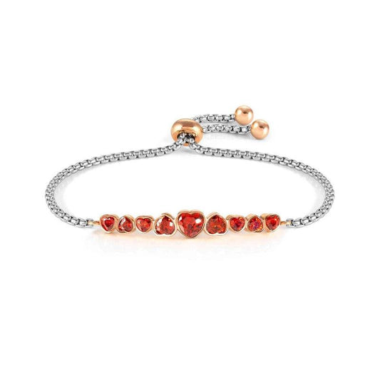 Nomination Milleluci Bracelet, Heart, Red Crystals, Rose PVD, Stainless Steel
