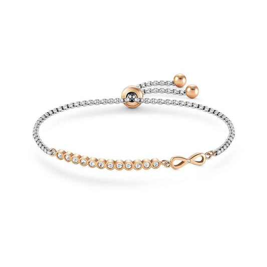 Nomination Milleluci Bracelet, Infinity, Cubic Zirconia, Rose PVD, Stainless Steel