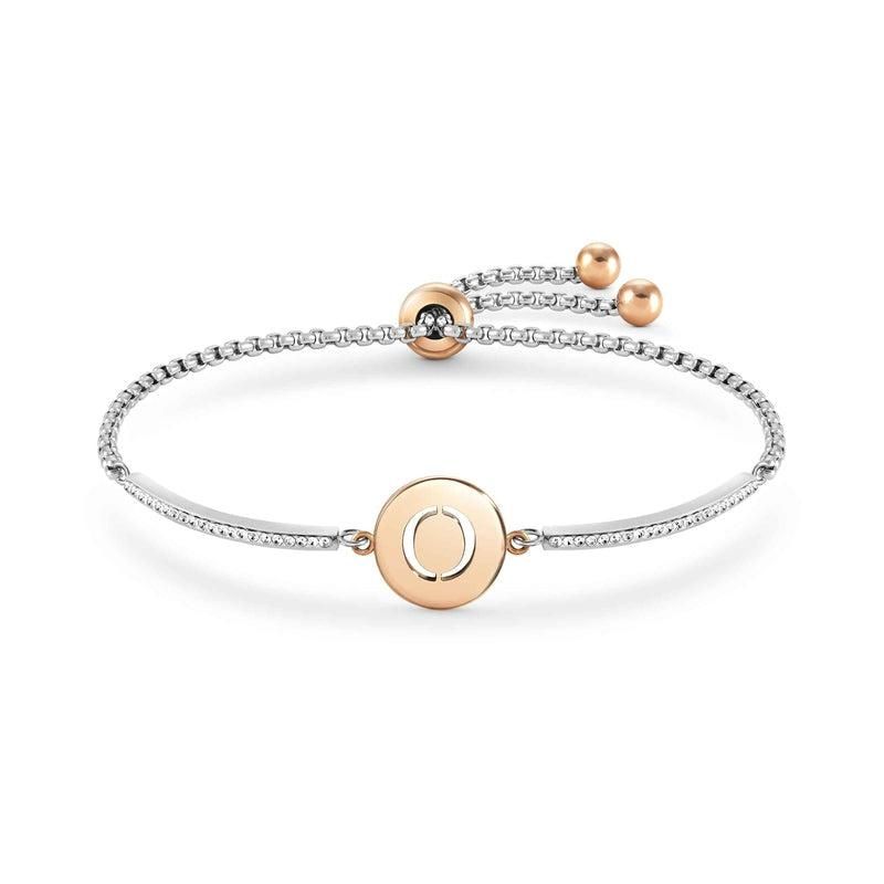 Nomination Milleluci Bracelet, Letter O, Crystal Pave, Rose PVD, Stainless Steel