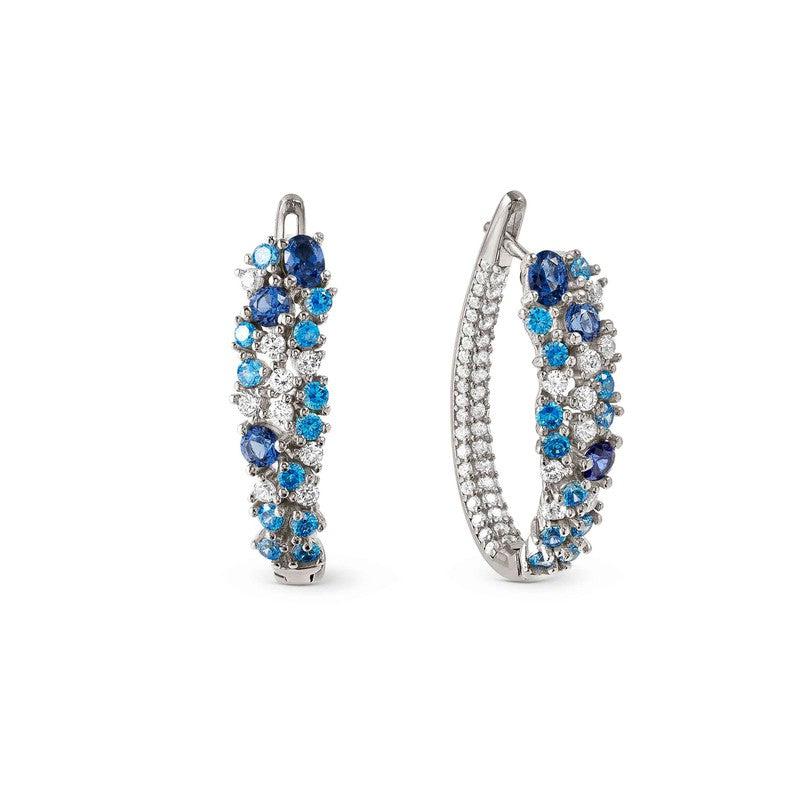 Nomination Mosaica Earrings, Rich, Mixed Cubic Zirconia, Blue, Sterling Silver