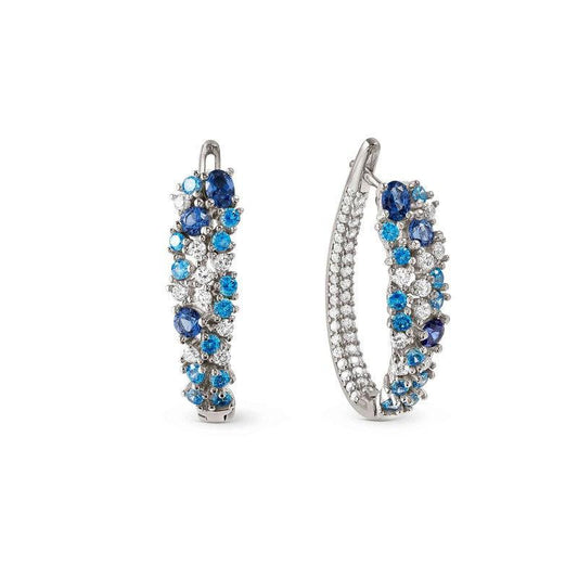 Nomination Mosaica Earrings, Rich, Mixed Cubic Zirconia, Blue, Sterling Silver