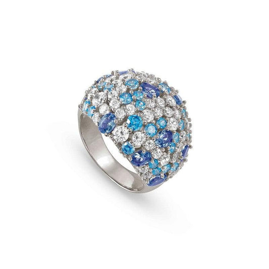 Nomination Mosaica Ring, Mixed Cubic Zirconia, Blue, Sterling Silver