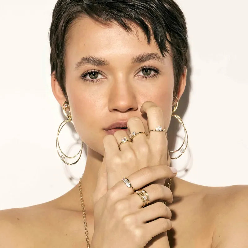 Nomination My Rebel Art Gold Band Ring with White Stones