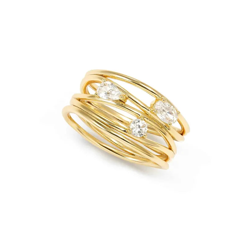 Nomination My Rebel Art Gold Band Ring with White Stones